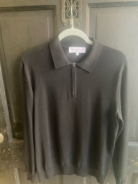 Salvatore Ferragamo Black Zip Polo Sweater - Men's Knit